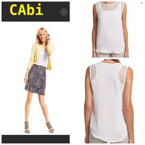 CAbi Mesh Off White Tunic Style Top M